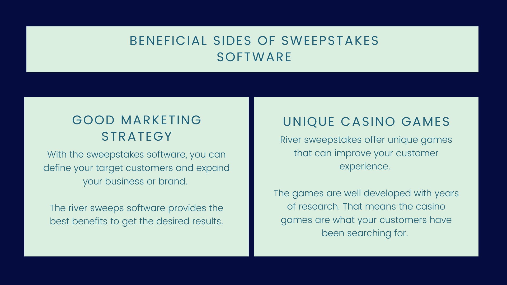 River Sweepstakes Software: How does it work